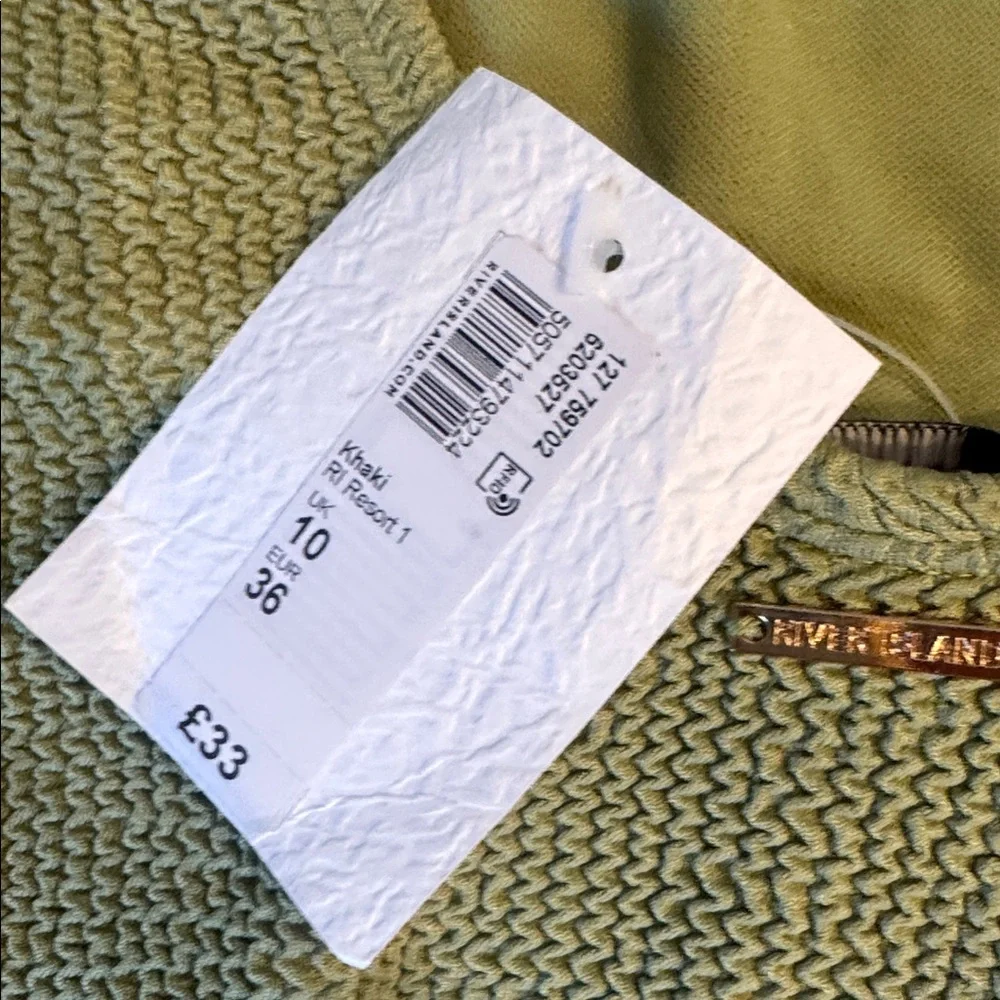 River Island crinkle textured one-piece swimsuit in khaki 10
